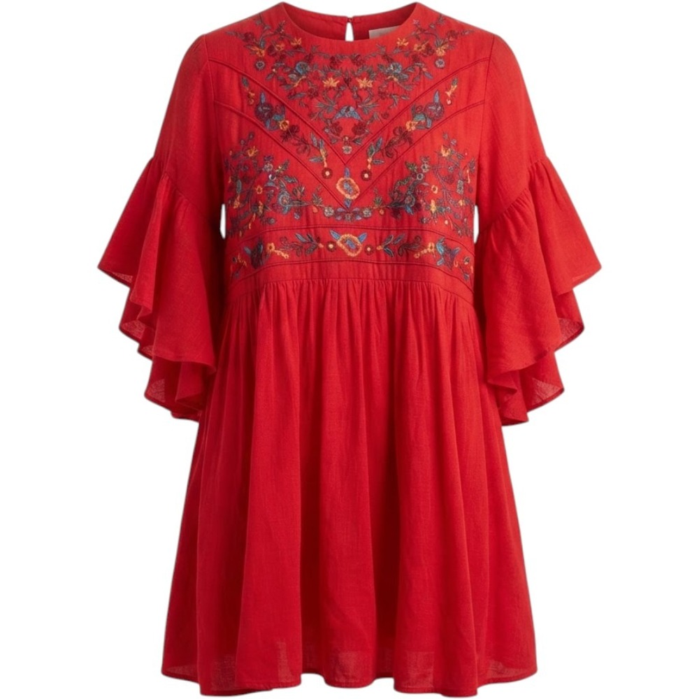 Umgee Women's Size M Embroidered Floral Boho Tunic Top Flowy Peasant Blouse